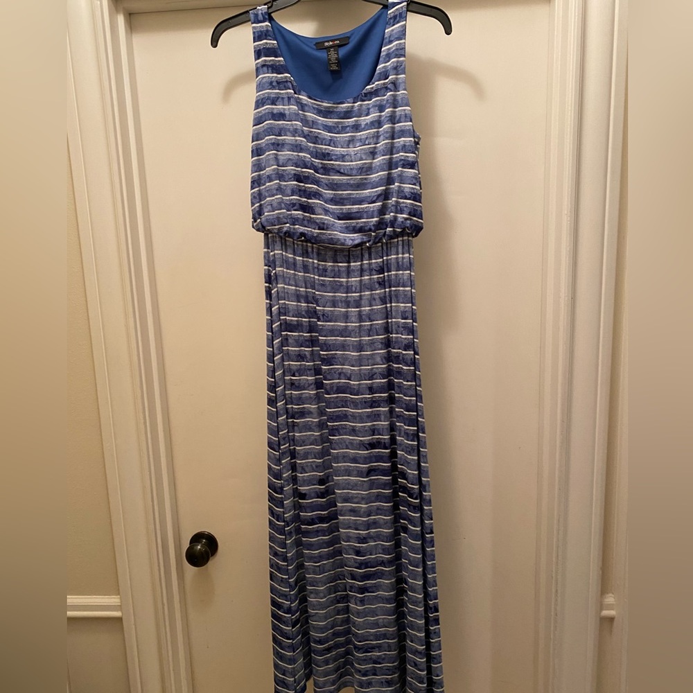 Style & Co blue and white striped maxi Knit Dress Blue and white striped XS